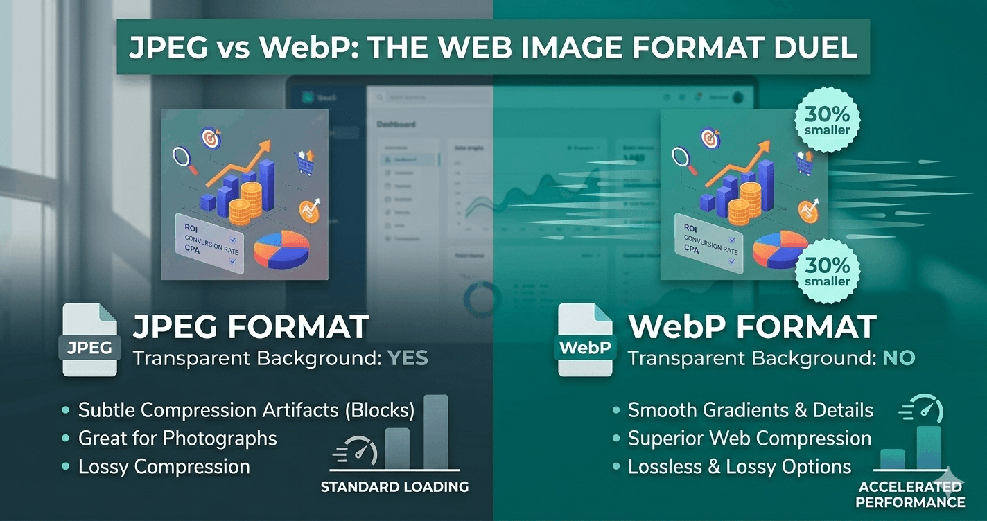 JPEG vs WebP comparison - why switch to modern format for better web performance