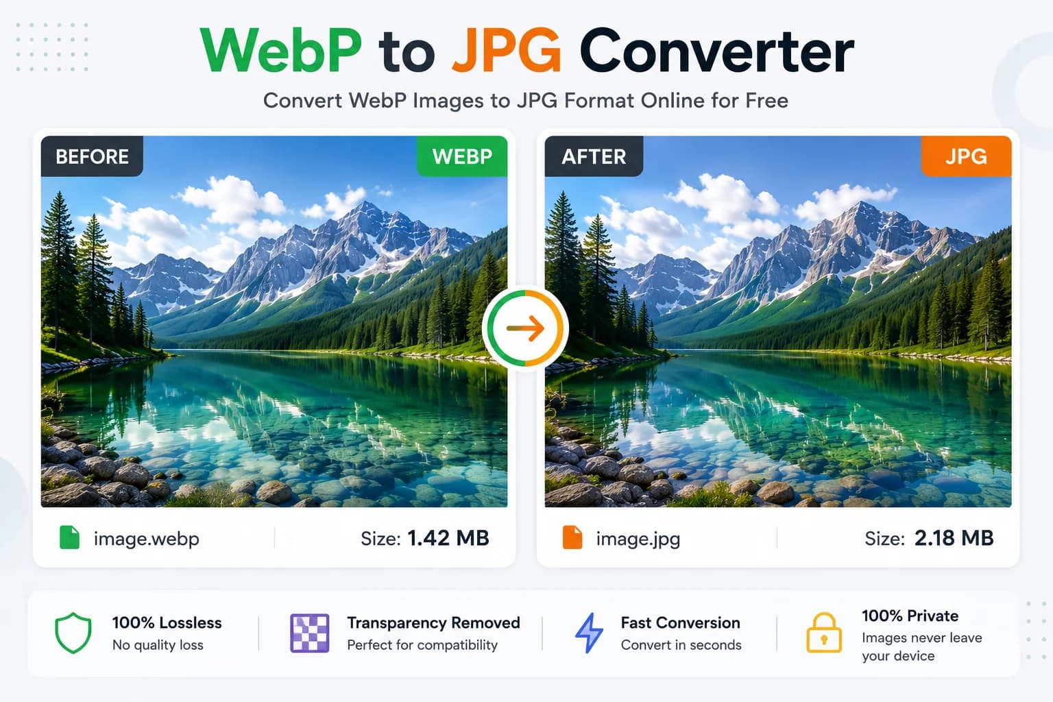 Before and after example of a WebP image converted to JPG with WebAuzar